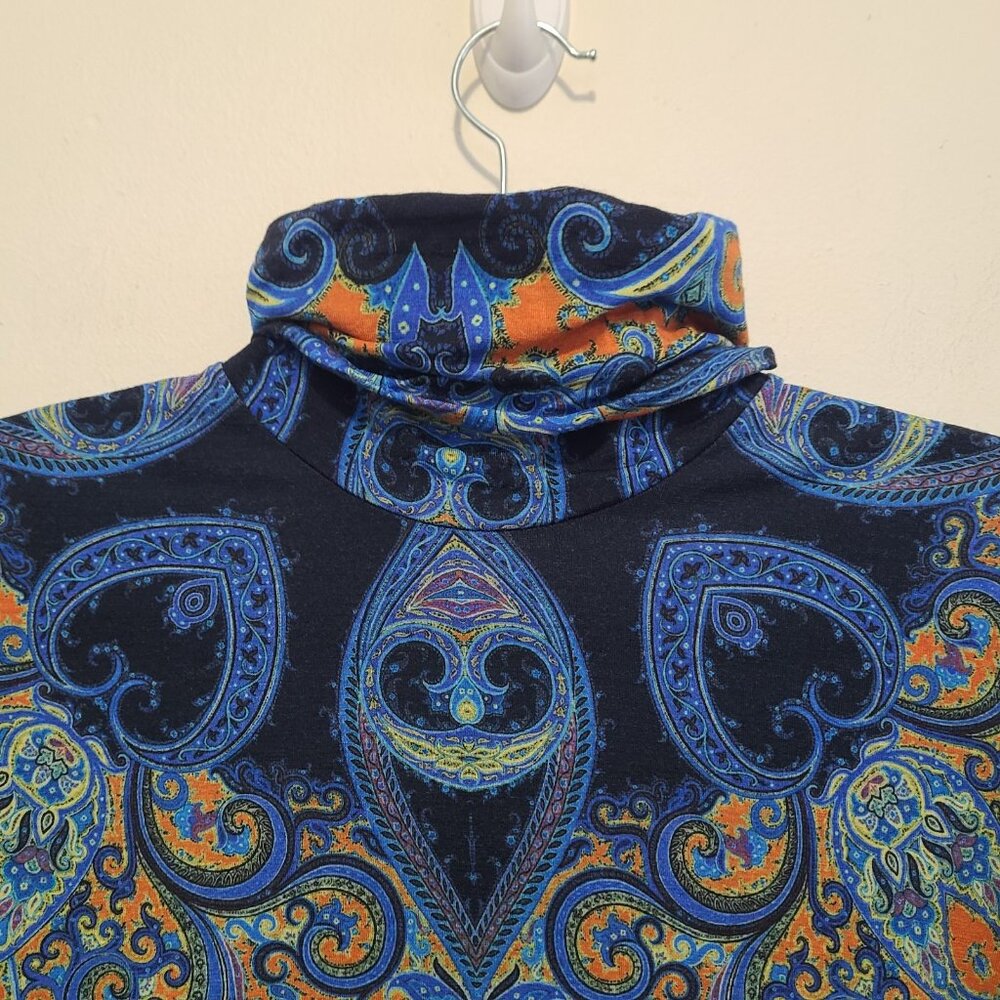 Etro Women's Turtleneck Top Paisley Blue Wool size 38 - Picture 5 of 7